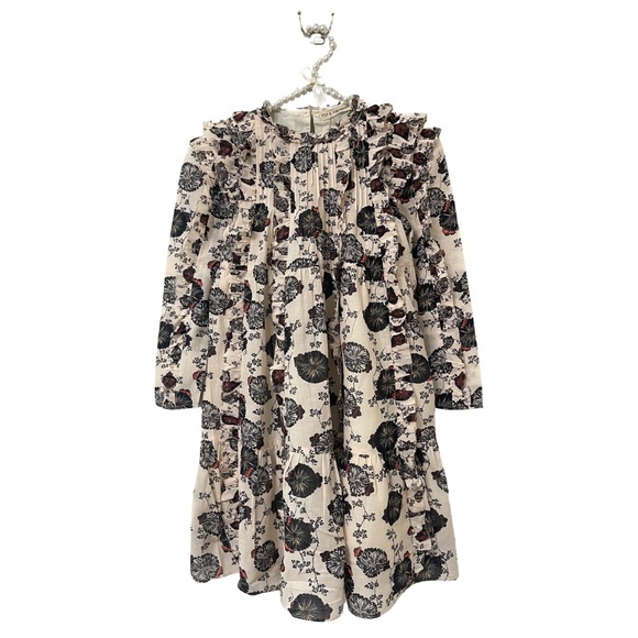 Ulla Johnson Agatha Gardenia Floral Ruffle Pleated Youth Girls Dress Size 6